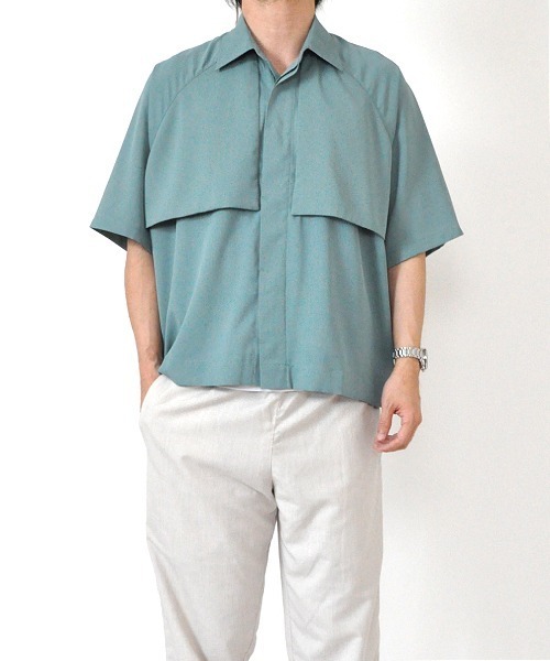 UP START（アップスタート）の「トレンチデザインビッグシャツ（シャツ/ブラウス・メンズ・ブラック/ベージュ/グリーン・MEDIUM/LARGE/X-LARGE）」の10枚目の写真