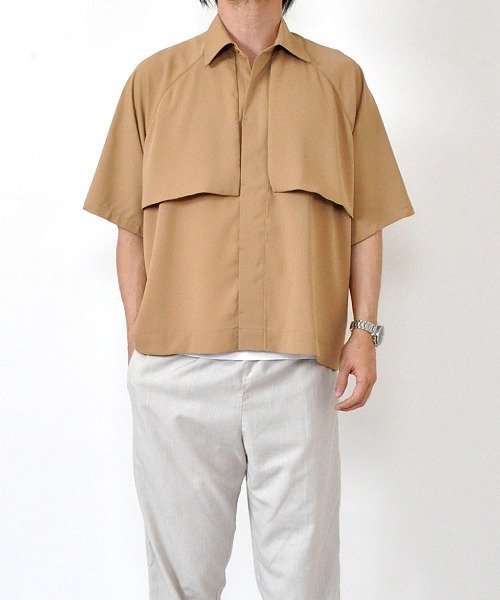 UP START（アップスタート）の「トレンチデザインビッグシャツ（シャツ/ブラウス・メンズ・ブラック/ベージュ/グリーン・MEDIUM/LARGE/X-LARGE）」の18枚目の写真