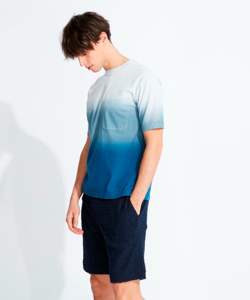 three dots(スリードッツ)の「グラデーションダイ ポケットTシャツ(Tシャツ/カットソー・メンズ・ブルー系その他/ブラウン系その他/グリーン系その他・MEDIUM/LARGE/SMALL)」の3枚目の写真