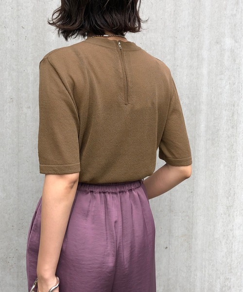 &g'aime(アンジェム)の「【&g'aime】シアーハーフスリーブニット(ニット/セーター・レディース・ブラック/ブラウン/ベージュ/カーキ・FREE)」の12枚目の写真