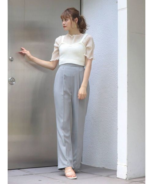 dazzlin（ダズリン）の「シアーハーフスリーブコンビトップス（シャツ/ブラウス・レディース・オフホワイト/グレー/グリーン/ブラウン・FREE）」の14枚目の写真