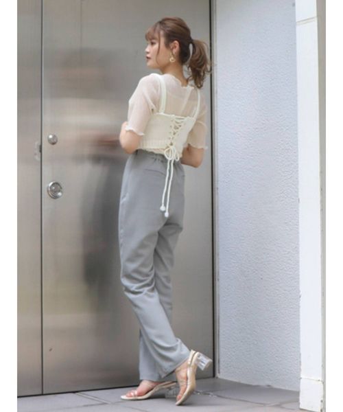 dazzlin（ダズリン）の「シアーハーフスリーブコンビトップス（シャツ/ブラウス・レディース・オフホワイト/グレー/グリーン/ブラウン・FREE）」の15枚目の写真