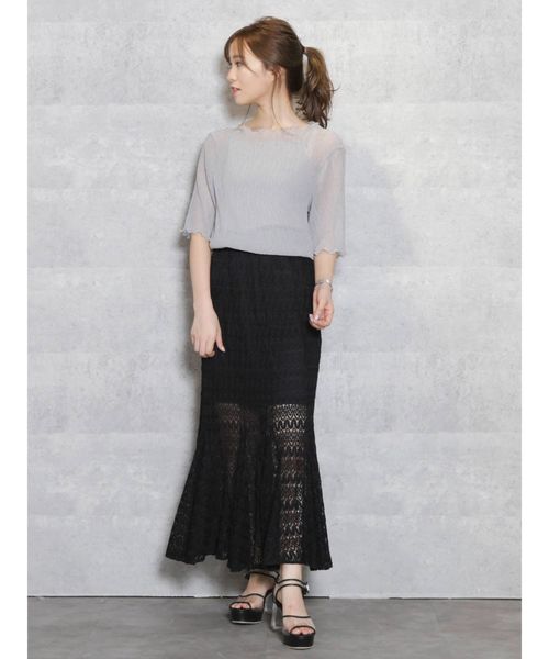 dazzlin（ダズリン）の「シアーハーフスリーブコンビトップス（シャツ/ブラウス・レディース・オフホワイト/グレー/グリーン/ブラウン・FREE）」の19枚目の写真