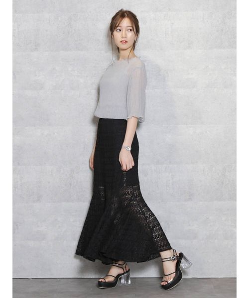 dazzlin（ダズリン）の「シアーハーフスリーブコンビトップス（シャツ/ブラウス・レディース・オフホワイト/グレー/グリーン/ブラウン・FREE）」の20枚目の写真