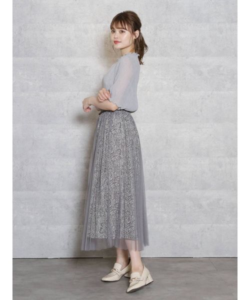 dazzlin（ダズリン）の「シアーハーフスリーブコンビトップス（シャツ/ブラウス・レディース・オフホワイト/グレー/グリーン/ブラウン・FREE）」の22枚目の写真