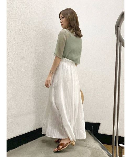 dazzlin（ダズリン）の「シアーハーフスリーブコンビトップス（シャツ/ブラウス・レディース・オフホワイト/グレー/グリーン/ブラウン・FREE）」の6枚目の写真