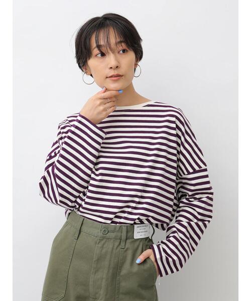 AMERICAN HOLIC(アメリカンホリック)の「クルーネックコクーンカットプルオーバー *(Tシャツ/カットソー・レディース・パープル/ネイビー/ブラウン/オフホワイト/ブルー/アイボリー/ホワイト系その他4/ブルー系その他2・M/L)」の8枚目の写真