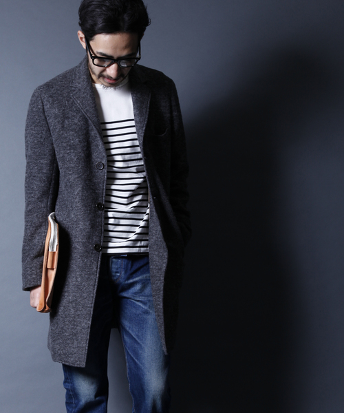 AMERICAN RAG CIE(アメリカンラグシー)の「AMERICAN RAG CIE ウールサージチェスターコート(チェスターコート・メンズ・グレー/ブルー/ネイビー/キャメル・1/2/3)」の2枚目の写真