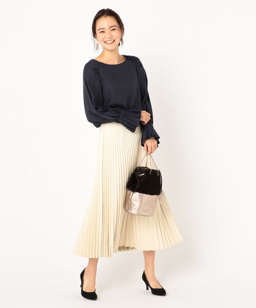 NOLLEY’S Sophi（ノーリーズソフィ）の「プリーツスカート（スカート・レディース・ブラック/オフホワイト・38/36）」の4枚目の写真
