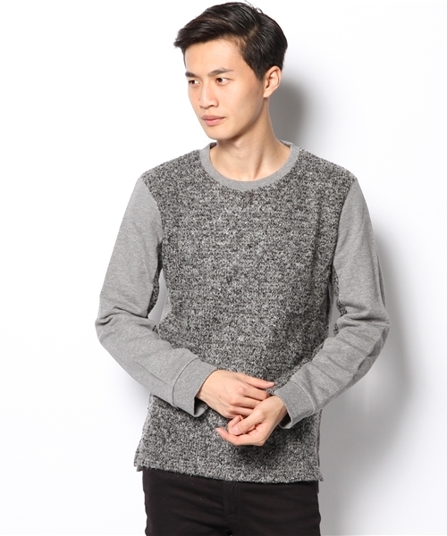 Lui's（ルイス）の「Lui's ループ編切り替えプルオーバーニット（ニット/セーター・メンズ・ネイビー/チャコールグレー・SMALL/MEDIUM）」の2枚目の写真