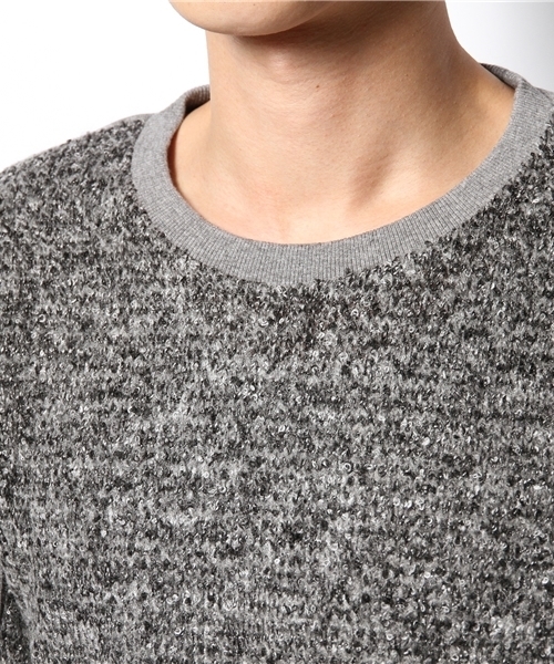 Lui's（ルイス）の「Lui's ループ編切り替えプルオーバーニット（ニット/セーター・メンズ・ネイビー/チャコールグレー・SMALL/MEDIUM）」の7枚目の写真