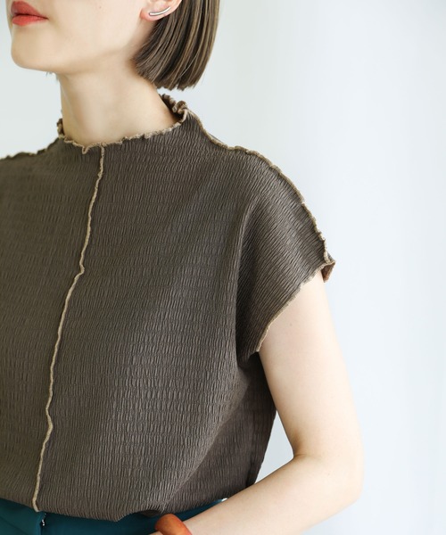 select MOCA（セレクトモカ）の「センターラインメローカットソー（Tシャツ/カットソー・レディース・ブラック/ブラウン/アイボリー/ライラック/アッシュ/ライム・FREE）」の3枚目の写真