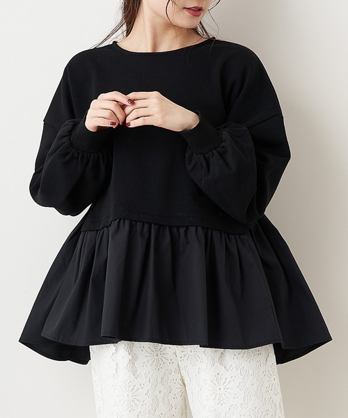 PUAL CE CIN（ピュアルセシン）の「【Du noir・WEB限定】1枚で可愛く着られる。プルオーバー（Tシャツ/カットソー・レディース・ホワイト/ブラック/グレー・FREE）」の2枚目の写真