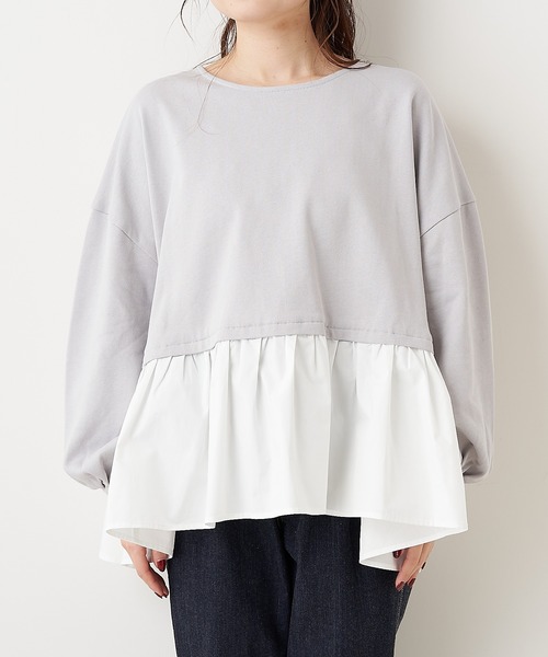 PUAL CE CIN（ピュアルセシン）の「【Du noir・WEB限定】1枚で可愛く着られる。プルオーバー（Tシャツ/カットソー・レディース・ホワイト/ブラック/グレー・FREE）」の4枚目の写真