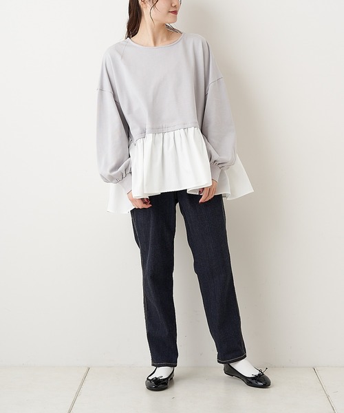 PUAL CE CIN（ピュアルセシン）の「【Du noir・WEB限定】1枚で可愛く着られる。プルオーバー（Tシャツ/カットソー・レディース・ホワイト/ブラック/グレー・FREE）」の13枚目の写真