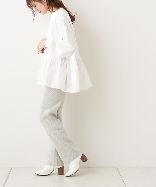 PUAL CE CIN（ピュアルセシン）の「【Du noir・WEB限定】1枚で可愛く着られる。プルオーバー（Tシャツ/カットソー・レディース・ホワイト/ブラック/グレー・FREE）」の8枚目の写真