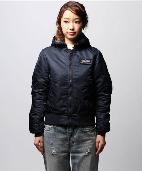 ROSE BUD(ローズバッド)の「S-LJ-14204 HOODED MA-1(ブルゾン・レディース・オリーブドラブ/ネイビー・MEDIUM/SMALL)」の9枚目の写真