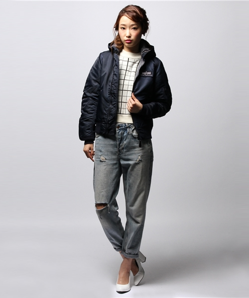 ROSE BUD(ローズバッド)の「S-LJ-14204 HOODED MA-1(ブルゾン・レディース・オリーブドラブ/ネイビー・MEDIUM/SMALL)」の6枚目の写真