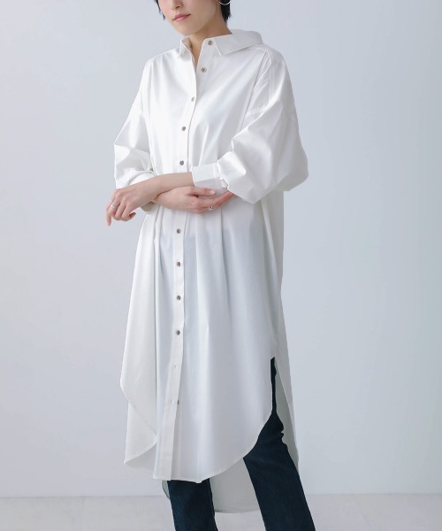 Bou Jeloud(ブージュルード)の「2wayロングシャツワンピース(ワンピース・レディース・ベージュ/オフホワイト/ブルー・38)」の7枚目の写真