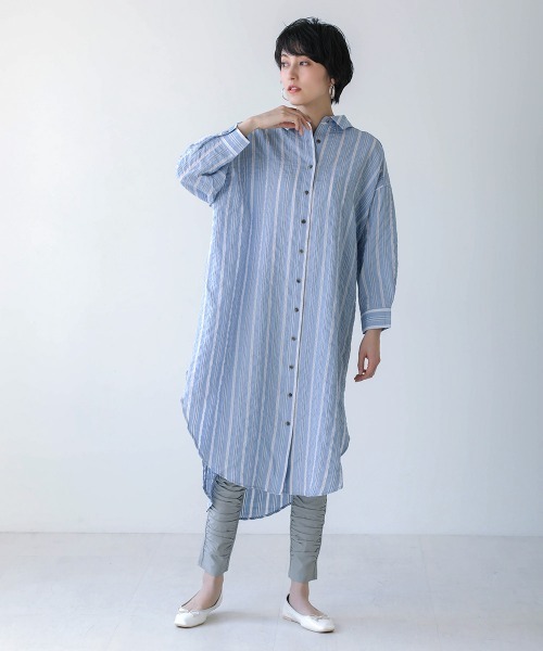 Bou Jeloud(ブージュルード)の「2wayロングシャツワンピース(ワンピース・レディース・ベージュ/オフホワイト/ブルー・38)」の17枚目の写真