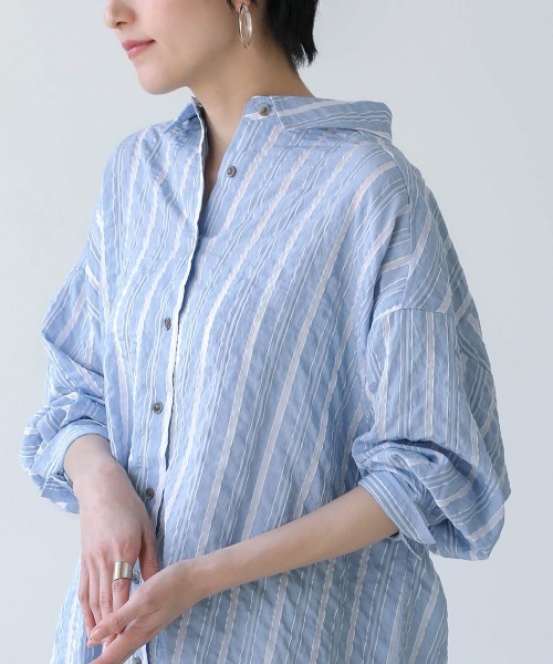 Bou Jeloud(ブージュルード)の「2wayロングシャツワンピース(ワンピース・レディース・ベージュ/オフホワイト/ブルー・38)」の9枚目の写真