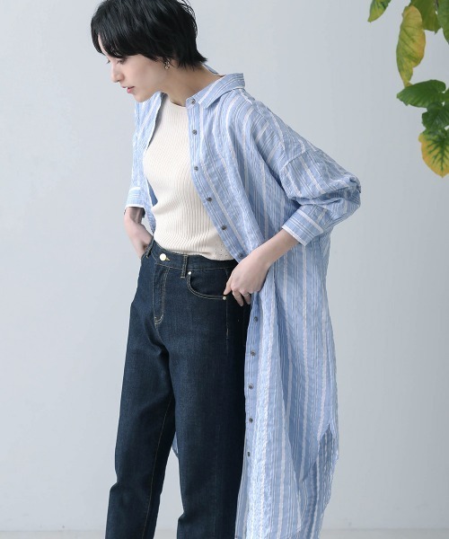 Bou Jeloud(ブージュルード)の「2wayロングシャツワンピース(ワンピース・レディース・ベージュ/オフホワイト/ブルー・38)」の18枚目の写真