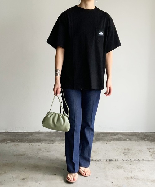 MOUNTAIN SMITH（マウンテンスミス）の「ST:MOUTAIN SMITH ロゴ発泡プリント TEE S/S : マウンテンスミス 半袖Tシャツ（Tシャツ/カットソー・レディース・ホワイト/ブラック/ベージュ/ネイビー・S/M/L）」の6枚目の写真