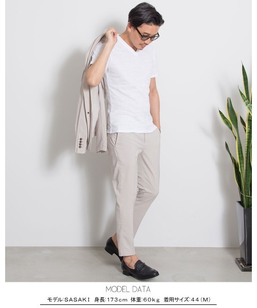 GOSTAR DE FUGA（ゴスタール ジフーガ）の「『GOSTAR DE FUGA』リネンライクポリエステルテーパードスラックスパンツ（スラックス・メンズ・ベージュ/ネイビー/A・S/M/L）」の12枚目の写真
