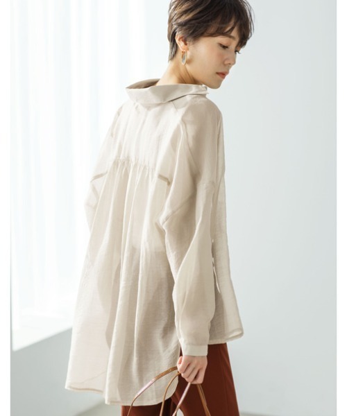 GeeRA（ジーラ）の「ロングスリーブシアーシャツ（シャツ/ブラウス・レディース・パープル/グリーン/ベージュ・MEDIUM/LARGE/XX-LARGE/X-LARGE）」の2枚目の写真