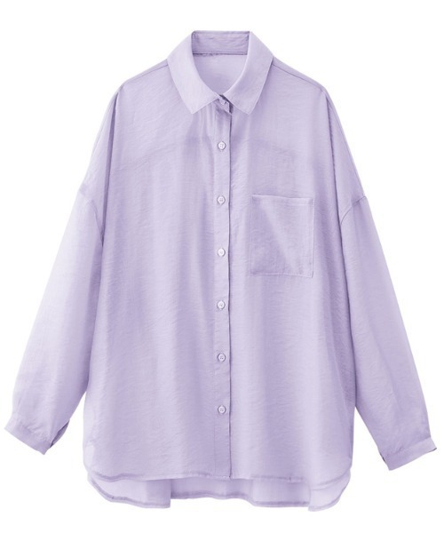 GeeRA（ジーラ）の「ロングスリーブシアーシャツ（シャツ/ブラウス・レディース・パープル/グリーン/ベージュ・MEDIUM/LARGE/XX-LARGE/X-LARGE）」の7枚目の写真