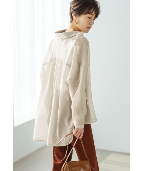 GeeRA（ジーラ）の「ロングスリーブシアーシャツ（シャツ/ブラウス・レディース・パープル/グリーン/ベージュ・MEDIUM/LARGE/XX-LARGE/X-LARGE）」の10枚目の写真