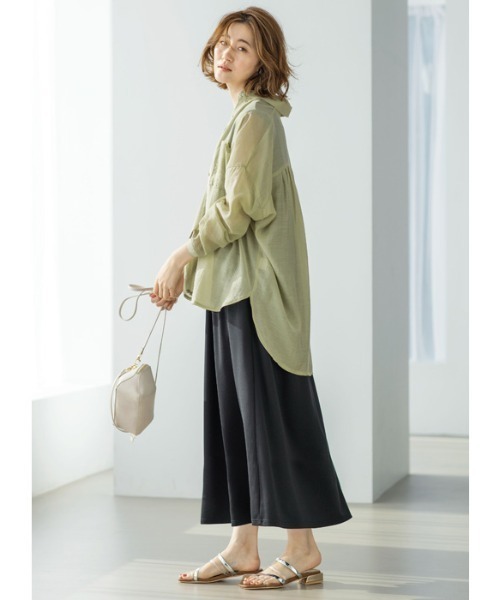 GeeRA（ジーラ）の「ロングスリーブシアーシャツ（シャツ/ブラウス・レディース・パープル/グリーン/ベージュ・MEDIUM/LARGE/XX-LARGE/X-LARGE）」の13枚目の写真