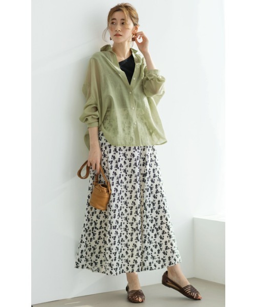 GeeRA（ジーラ）の「ロングスリーブシアーシャツ（シャツ/ブラウス・レディース・パープル/グリーン/ベージュ・MEDIUM/LARGE/XX-LARGE/X-LARGE）」の12枚目の写真