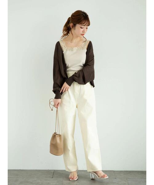 earth music&ecology（アースミュージックアンドエコロジー）の「ハイウエストデニムパンツ ＊（その他パンツ・レディース・アイボリー/ピンク/ラベンダー・S/M）」の16枚目の写真