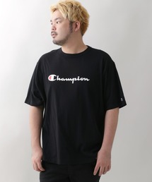 Champion/チャンピオン スプリクトロゴ 袖ワッペンTシャツ/大きいサイズ