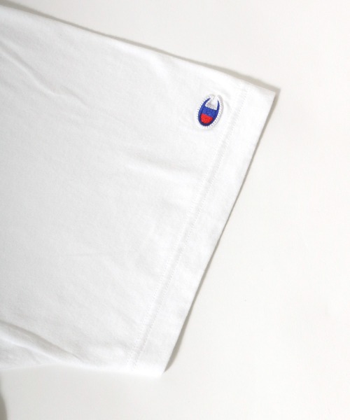 セール トップス 袖ワッペンtシャツ 大きいサイズ Tシャツ カットソー Champion チャンピオン のファッション スプリクトロゴ Champion チャンピオン