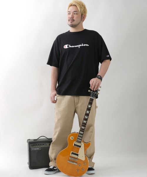 Champion/チャンピオン スプリクトロゴ 袖ワッペンTシャツ