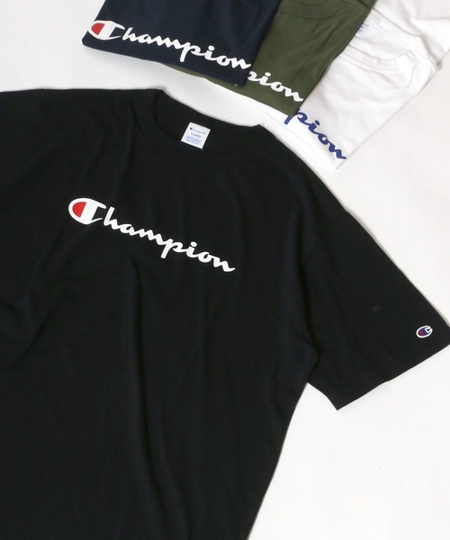 Champion/チャンピオン スプリクトロゴ 袖ワッペンTシャツ/大きい