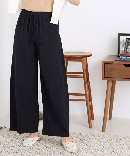 OMNES（オムネス）の「製品染めコットンイージーパンツ（その他パンツ・レディース・ブラック/ベージュ/カーキ/ミント/モカ・MEDIUM/LARGE）」の3枚目の写真