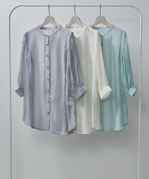 Amourire（アムリール）の「ショルダータックギャザーブラウス（シャツ/ブラウス・レディース・グレー/サックスブルー/アイボリー・M）」の14枚目の写真