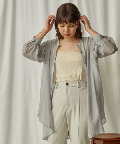 Amourire（アムリール）の「ショルダータックギャザーブラウス（シャツ/ブラウス・レディース・グレー/サックスブルー/アイボリー・M）」の15枚目の写真