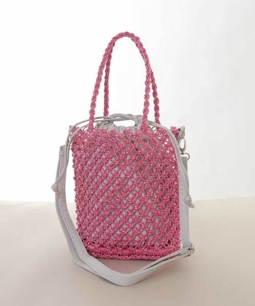 MK MICHEL KLEIN（エムケーミッシェルクラン）の「【3WAY】ビニール編みトート（トートバッグ・レディース・イエロー/ピンク/ブルー・00）」の4枚目の写真