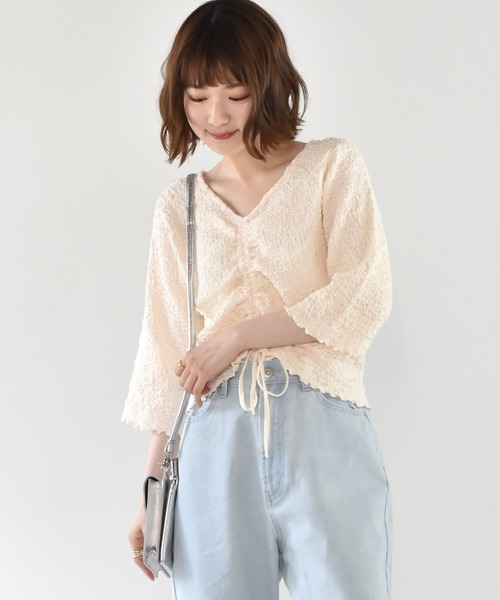 RETRO GIRL（レトロガール）の「ワッシャードロストTee（Tシャツ/カットソー・レディース・ライトグレー/ブラック/オフホワイト/グリーン・FREE）」の2枚目の写真