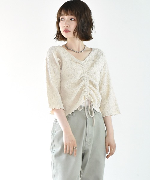 RETRO GIRL（レトロガール）の「ワッシャードロストTee（Tシャツ/カットソー・レディース・ライトグレー/ブラック/オフホワイト/グリーン・FREE）」の4枚目の写真