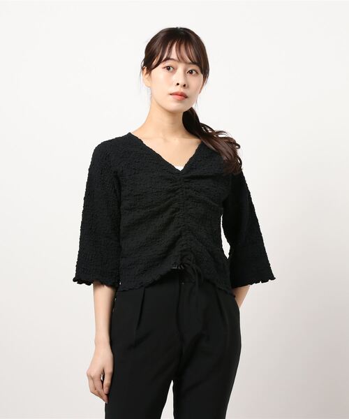 RETRO GIRL（レトロガール）の「ワッシャードロストTee（Tシャツ/カットソー・レディース・ライトグレー/ブラック/オフホワイト/グリーン・FREE）」の7枚目の写真