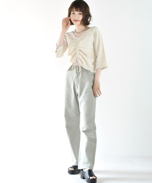 RETRO GIRL（レトロガール）の「ワッシャードロストTee（Tシャツ/カットソー・レディース・ライトグレー/ブラック/オフホワイト/グリーン・FREE）」の14枚目の写真