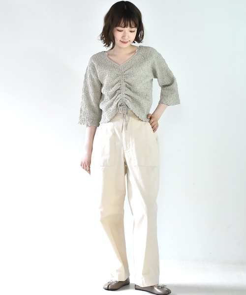 RETRO GIRL（レトロガール）の「ワッシャードロストTee（Tシャツ/カットソー・レディース・ライトグレー/ブラック/オフホワイト/グリーン・FREE）」の21枚目の写真