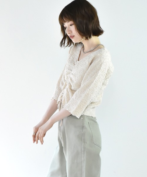 RETRO GIRL（レトロガール）の「ワッシャードロストTee（Tシャツ/カットソー・レディース・ライトグレー/ブラック/オフホワイト/グリーン・FREE）」の12枚目の写真