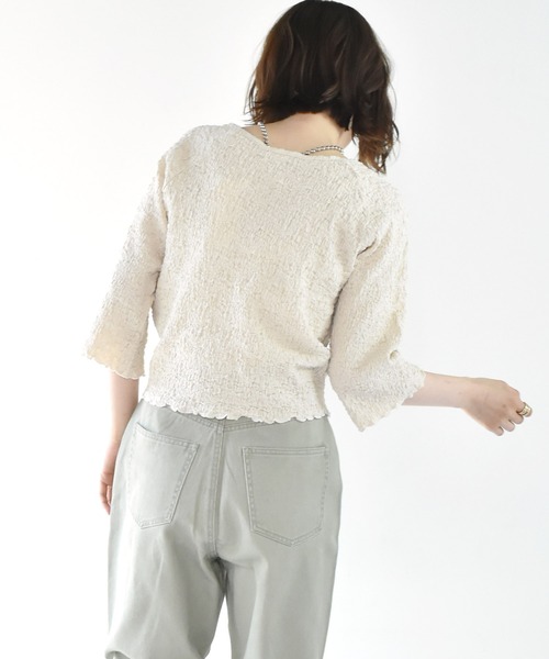 RETRO GIRL（レトロガール）の「ワッシャードロストTee（Tシャツ/カットソー・レディース・ライトグレー/ブラック/オフホワイト/グリーン・FREE）」の15枚目の写真