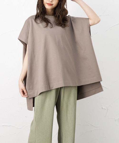 100% ORGANIC COTTON(100パーセントオーガニックコットン)の「ポンチョシルエット 半袖Tシャツ(Tシャツ/カットソー・レディース・サックスブルー/ブラック/ブラウン/ホワイト・フリー)」の3枚目の写真